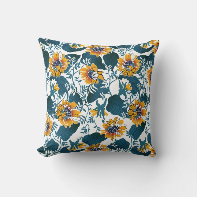 Coussin Art Nouveau, motifs floraux. (Recto)