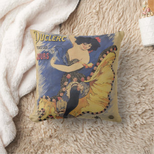 Coussin Art Nouveau rétro, danseuse espagnole de flamenco