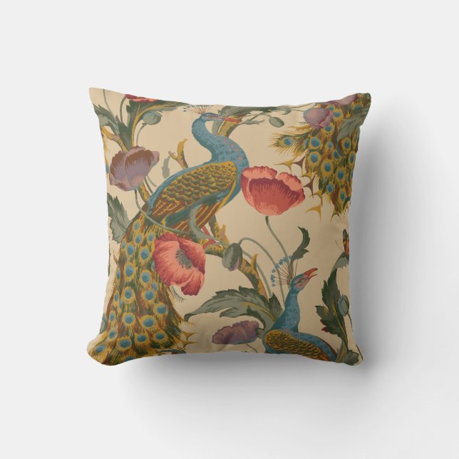 Coussin Art Nouveau vintage 1890 Le Motif Peacock (Recto)