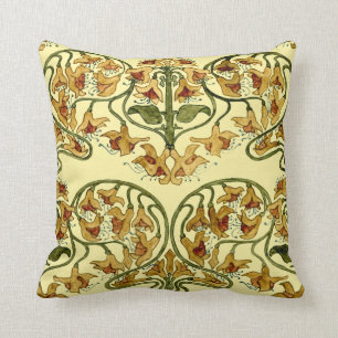 Coussin Art Nouveau vintage 1907 Design de motifs floraux