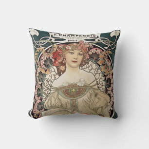 Coussin Art Nouveau vintage Alphonse Mucha Art Peinture