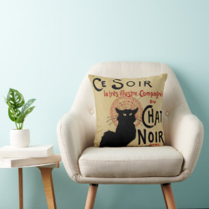 Coussin Art Nouveau vintage, Ce Soir Conversation Noir Cha