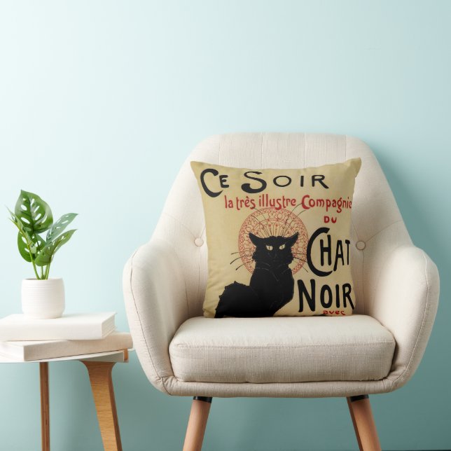 Coussin Art Nouveau vintage, Ce Soir Conversation Noir Cha (Chaise)