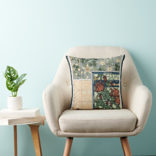 Coussin Art Nouveau vintage, fleurs de Columbine Aquilegia