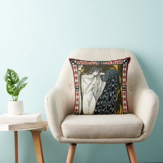Coussin Art Nouveau vintage, Le Baiser par William Bradley