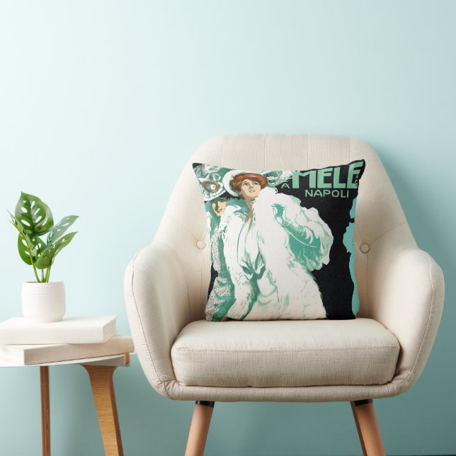 Coussin Art Nouveau vintage, Mode italienne, Femmes fantai (Chaise)