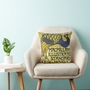Coussin Art Nouveau vintage, plume de paon Macmillan