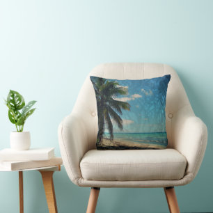Coussin Art numérique bleu des Caraïbes