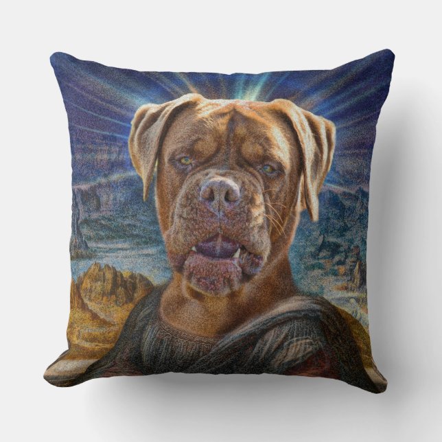 Coussin Art numérique - BULLDOG MONA LISA (Recto)