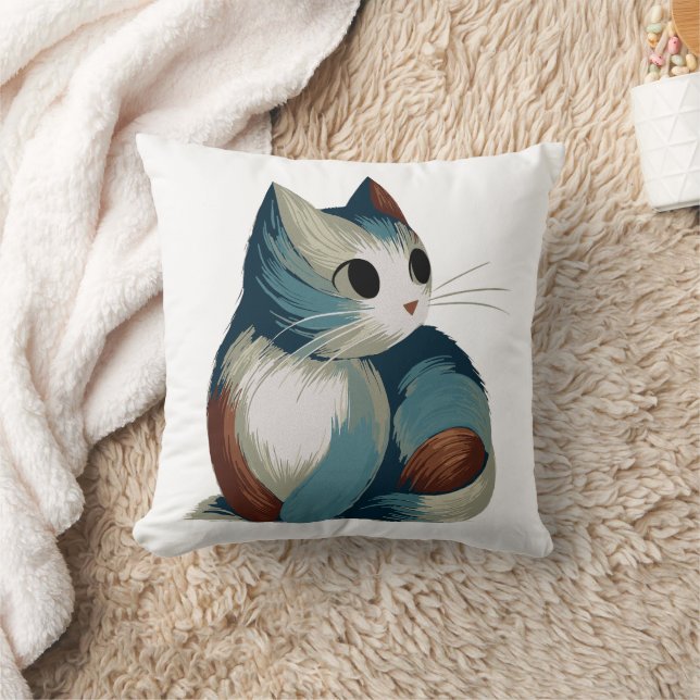 Coussin Art numérique de chat coloré (Couverture)