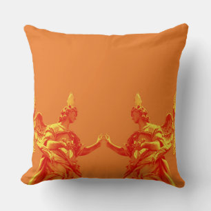 Coussin Art numérique de couleur orange avec sculptures