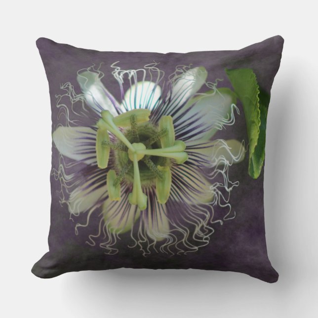 Coussin Art numérique de fleurs de passion (Recto)
