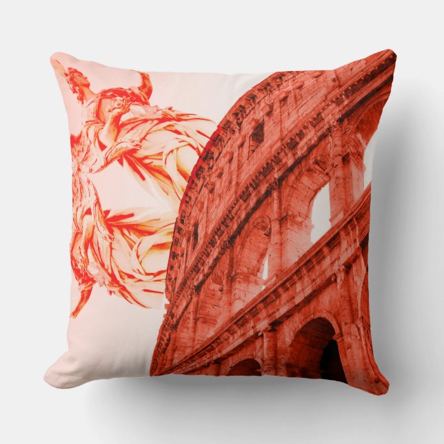 Coussin Art numérique du Colisée et statues / sculptures (Recto)