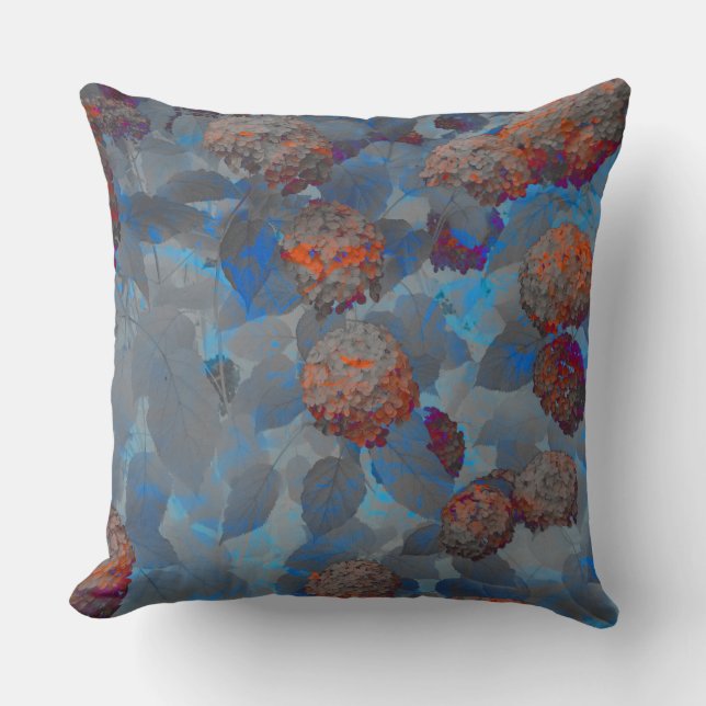 Coussin Art numérique motif de fleurs de couleur orange bl (Recto)