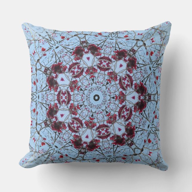 Coussin Art numérique photo Fractal de canneberge Mandala  (Recto)
