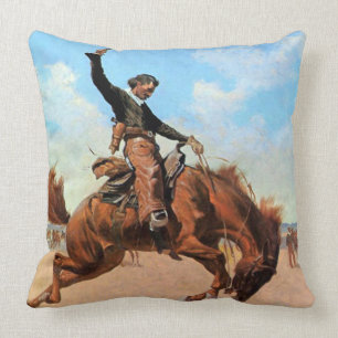 Coussin Art occidental de Frederic Remington “Domptage de