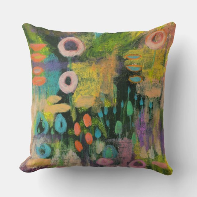 Coussin Art painting Abstract Mixed Media Floral (Recto)