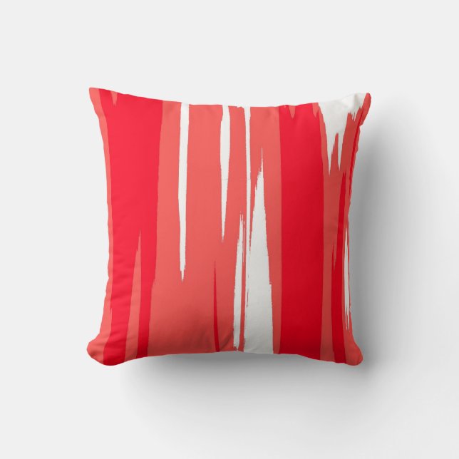 Coussin Art Peinture Rouge Blanc Design Abstrait (Recto)