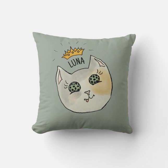 Coussin Art personnalisé pour le nom de chat - Chat blanc  (Recto)