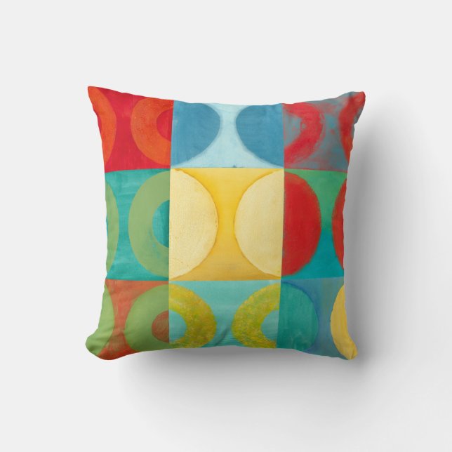 Coussin Art Pop brillant avec cercles et Carré (Recto)