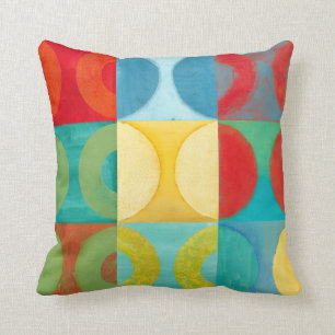 Coussin Art Pop brillant avec cercles et Carré