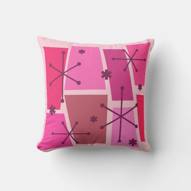 Coussin Art pop de l'âge atomique rose chaud (Recto)