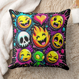 Coussin Art pop Emoji vibrant