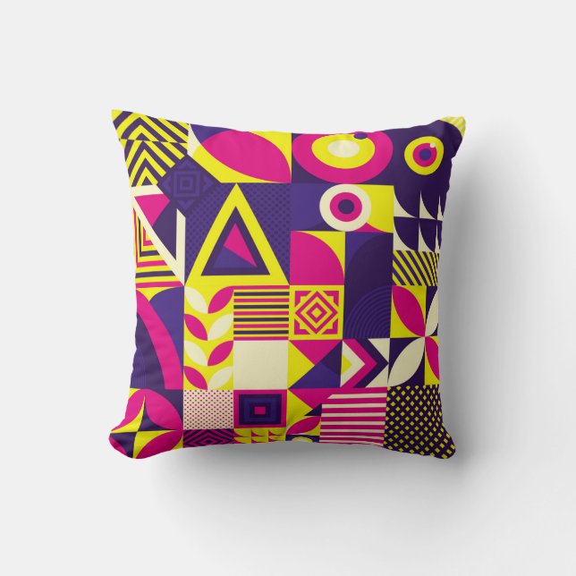 Coussin Art pop, formes géométriques colorées. (Recto)