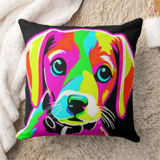 Coussin Art Pop Puppy Néon