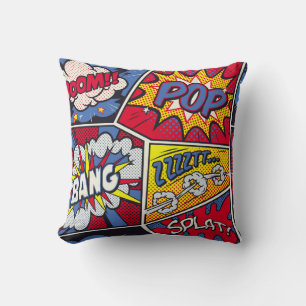 Coussin Art pop rétro, motif de la bande dessinée.