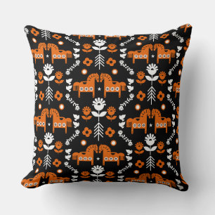 Coussin Art populaire de cheval scandinave
