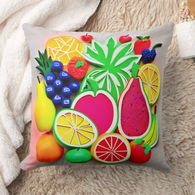 Coussin Art Populaire de Fruits Colorés (Couverture)