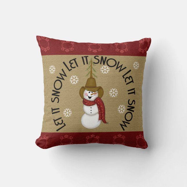 Coussin Art populaire mignon Cowboy Snowman Noël (Recto)