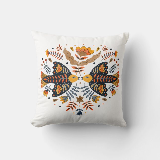 Coussin Art populaire scandinave Inséparable (Recto)