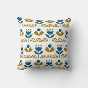 Coussin Art populaire scandinave, motif coloré.