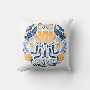 Coussin Art populaire scandinave ornement floral
