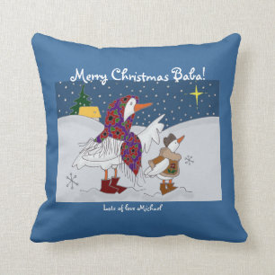 Coussin Art populaire ukrainien de Kachka de Noël (canard)