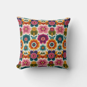 Coussin Art populaire vibre Retro Bohème motif floral