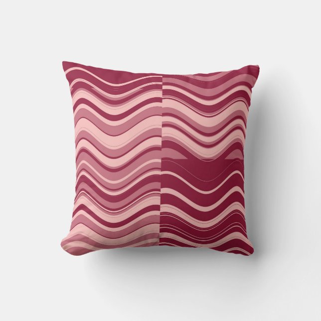 Coussin Art Retro Rouge rose Vague Abstraite (Recto)