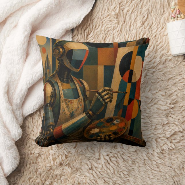 COUSSIN ART ROBOT RÉTRO ARTISTE DÉCOR STUDIO ABSTRAIT (Couverture)