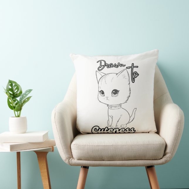 Coussin Art simple noir et blanc Kitten (Chaise)