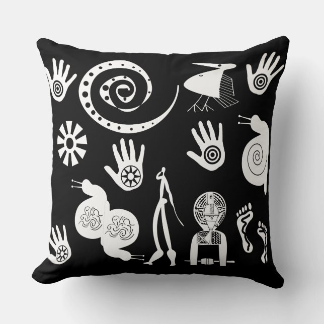 Coussin Art symbolique et motifs africains abstraits moder (Recto)