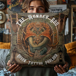 Coussin Art tatouage de singe dragon japonais, tatouage pa