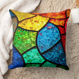 Coussin Art texturé de verre coloré vibrant
