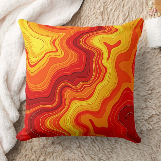 Coussin Art topographique abstrait enflammé (Couverture)