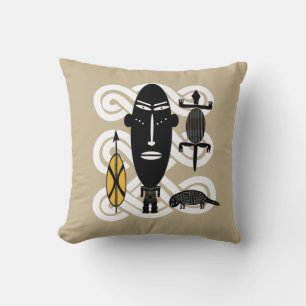 Coussin Art tribal africain abstrait contemporain
