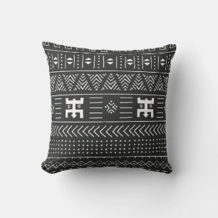 Coussin Art Tribal Africain : Géométrique Noir & Blanc
