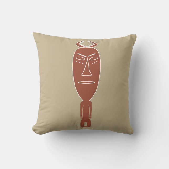 Coussin Art tribal indigène moderne abstrait de visage (Recto)