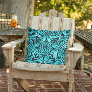 Coussin Art tribal oriental bleu sarcelle turquoise Aqua