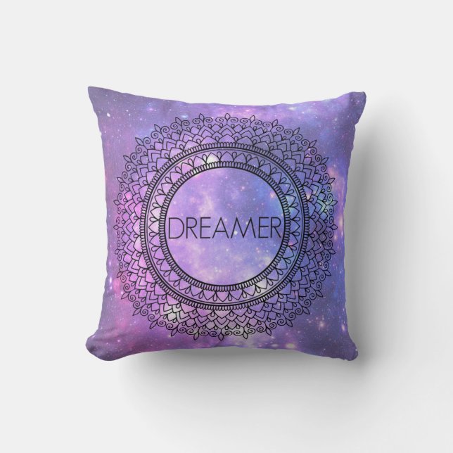 Coussin Art unique de mandala de galaxie assez pourpre (Recto)